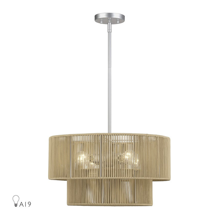 Livex Acordia 4Lt Pendant Chandelier, Painted Nickel/Gold Polyester - 53154-81