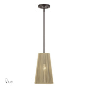 Livex Florell 1Lt 8" Dia Pendant, Bronze/Venetian Gold Polyester Rope - 53158-92