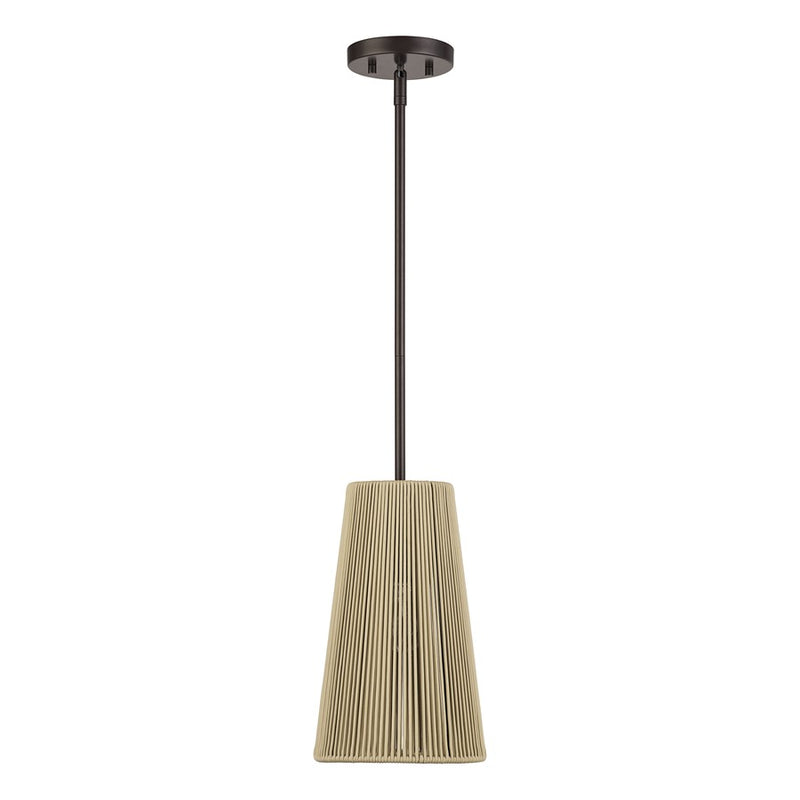 Livex Florell 1Lt 8" Dia Pendant, Bronze/Venetian Gold Polyester Rope