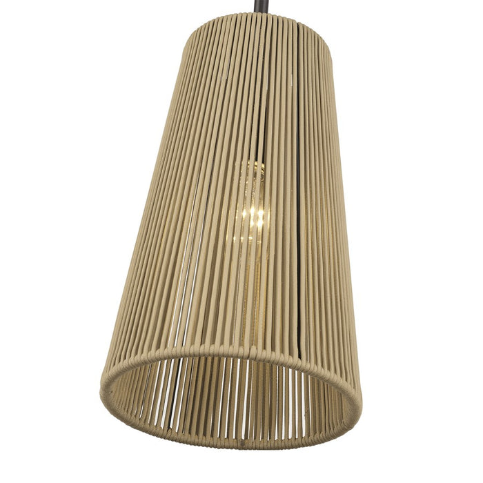 Livex Florell 1Lt 8" Dia Pendant, Bronze/Venetian Gold Polyester Rope