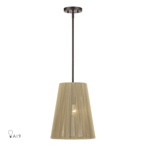 Livex Florell 1Lt 12" Dia Pendant, Bronze/Venetian Gold Polyester - 53159-92