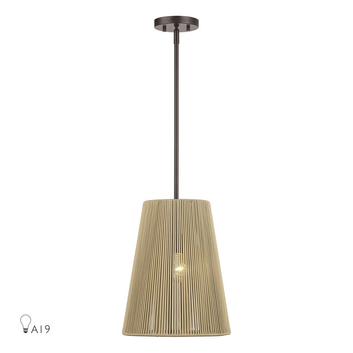 Livex Florell 1Lt 12" Dia Pendant, Bronze/Venetian Gold Polyester - 53159-92