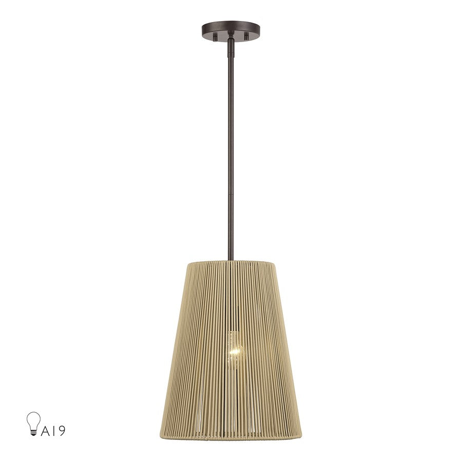 Livex Florell 1Lt 12" Dia Pendant, Bronze/Venetian Gold Polyester - 53159-92