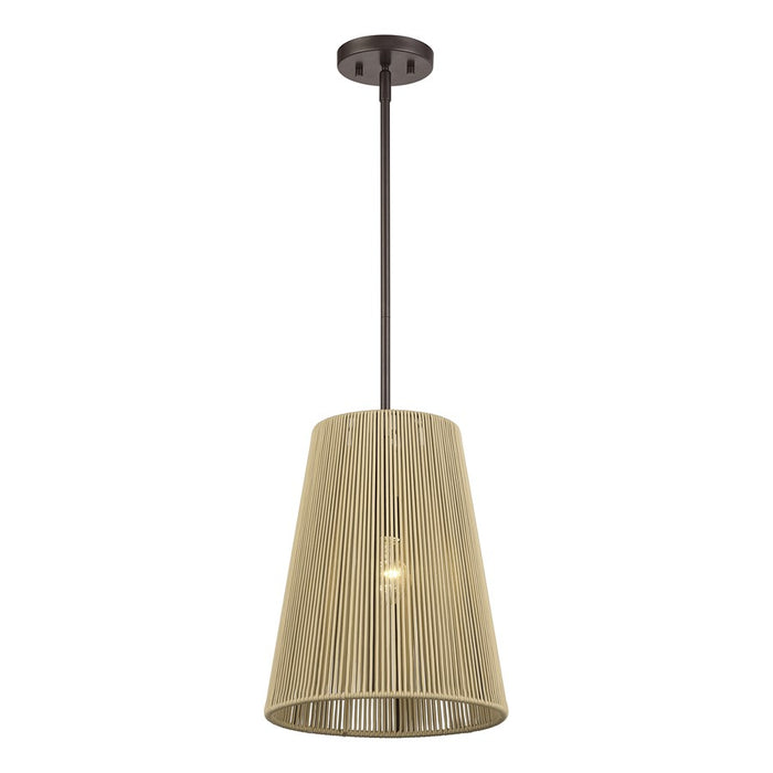 Livex Florell 1Lt 12" Dia Pendant, Bronze/Venetian Gold Polyester