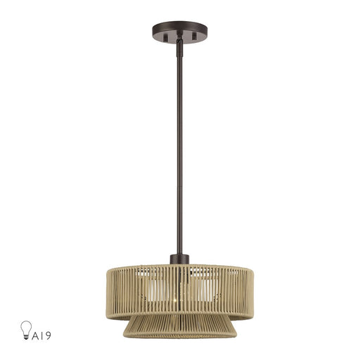Livex Florell 1Lt 13" Dia Pendant, Bronze/Venetian Gold Polyester - 53162-92