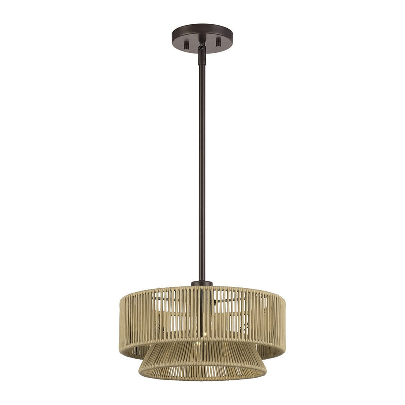 Livex Florell 1Lt 13" Dia Pendant, Bronze/Venetian Gold Polyester
