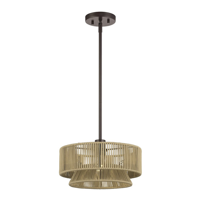 Livex Florell 1Lt 13" Dia Pendant, Bronze/Venetian Gold Polyester
