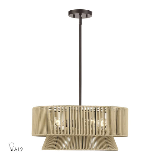 Livex Florell 4Lt Pendant Chandelier, Bronze/Venetian Gold Polyester - 53164-92