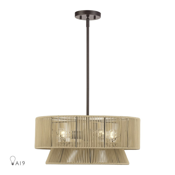 Livex Florell 4Lt Pendant Chandelier, Bronze/Venetian Gold Polyester - 53164-92