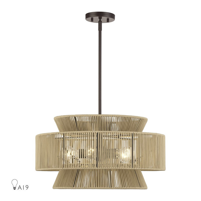 Livex Florell 5Lt Pendant Chandelier, Bronze/Venetian Gold Polyester - 53165-92