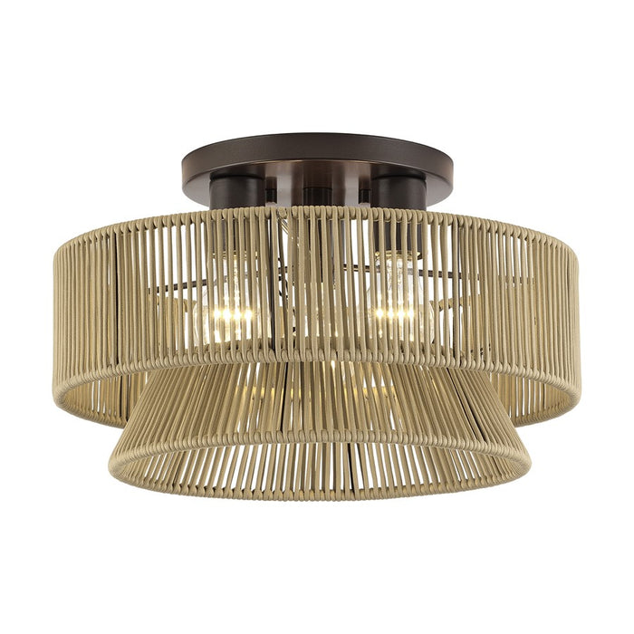 Livex Florell 3Lt 15" Dia Semi-Flush, Bronze/Gold Polyester