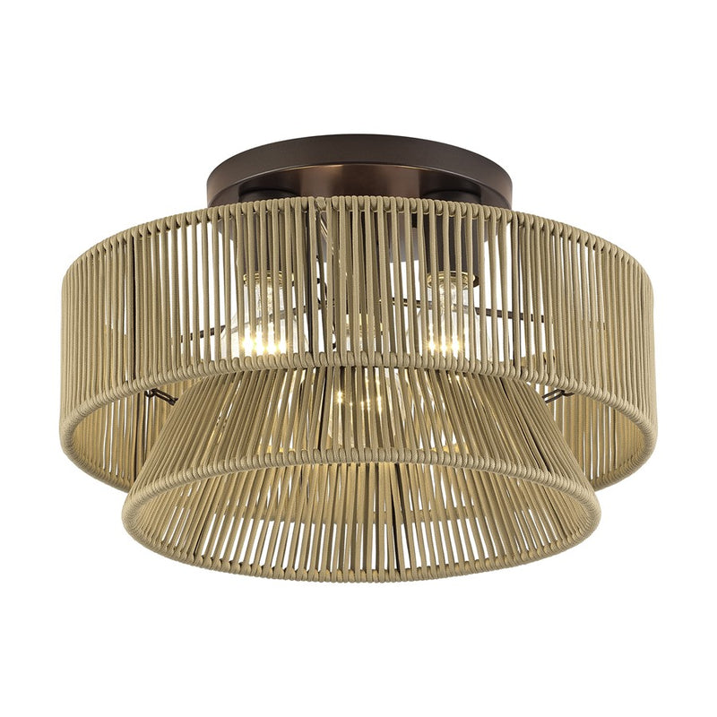 Livex Florell 3Lt 15" Dia Semi-Flush, Bronze/Gold Polyester