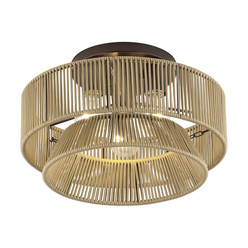 Livex Florell 3Lt 15" Dia Semi-Flush, Bronze/Gold Polyester