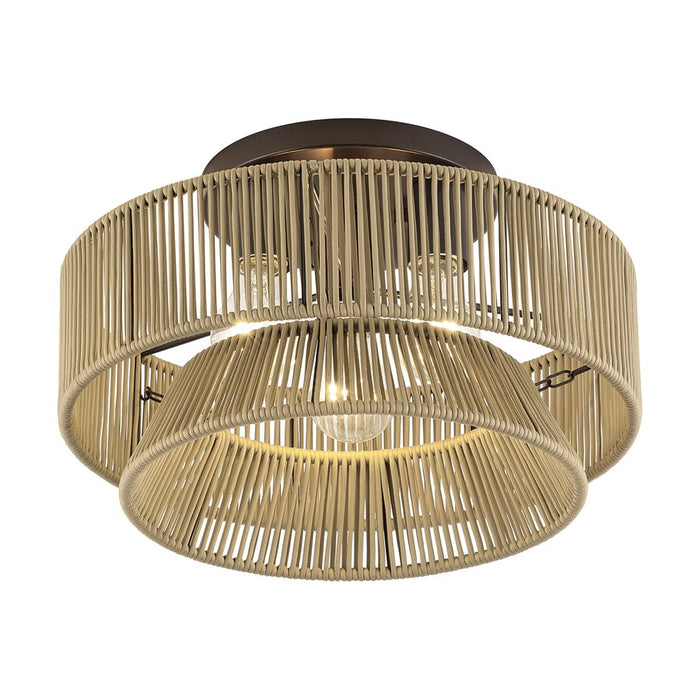 Livex Florell 3Lt 15" Dia Semi-Flush, Bronze/Gold Polyester