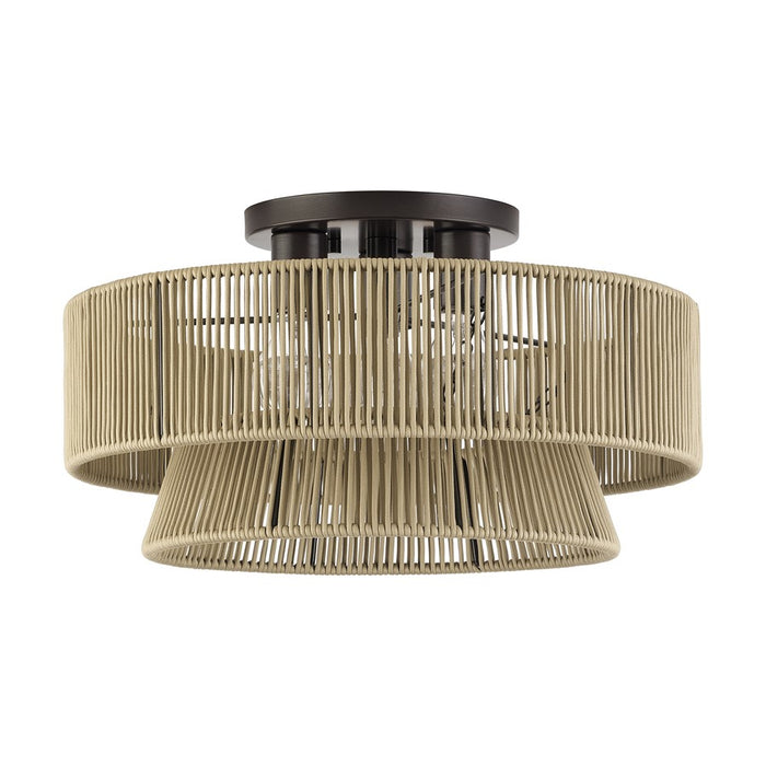Livex Florell 3Lt 18" Dia Semi-Flush, Bronze/Gold Polyester