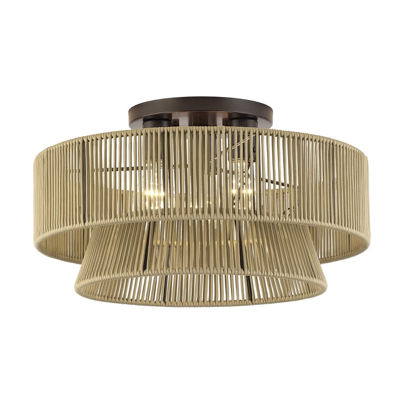 Livex Florell 3Lt 18" Dia Semi-Flush, Bronze/Gold Polyester