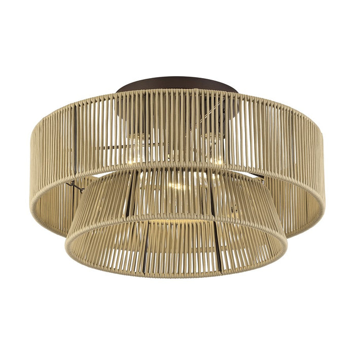Livex Florell 3Lt 18" Dia Semi-Flush, Bronze/Gold Polyester