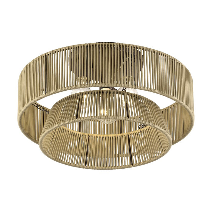 Livex Florell 3Lt 18" Dia Semi-Flush, Bronze/Gold Polyester