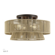 Livex Florell 4Lt Extra Large Semi-Flush, Bronze/Gold Polyester - 53168-92