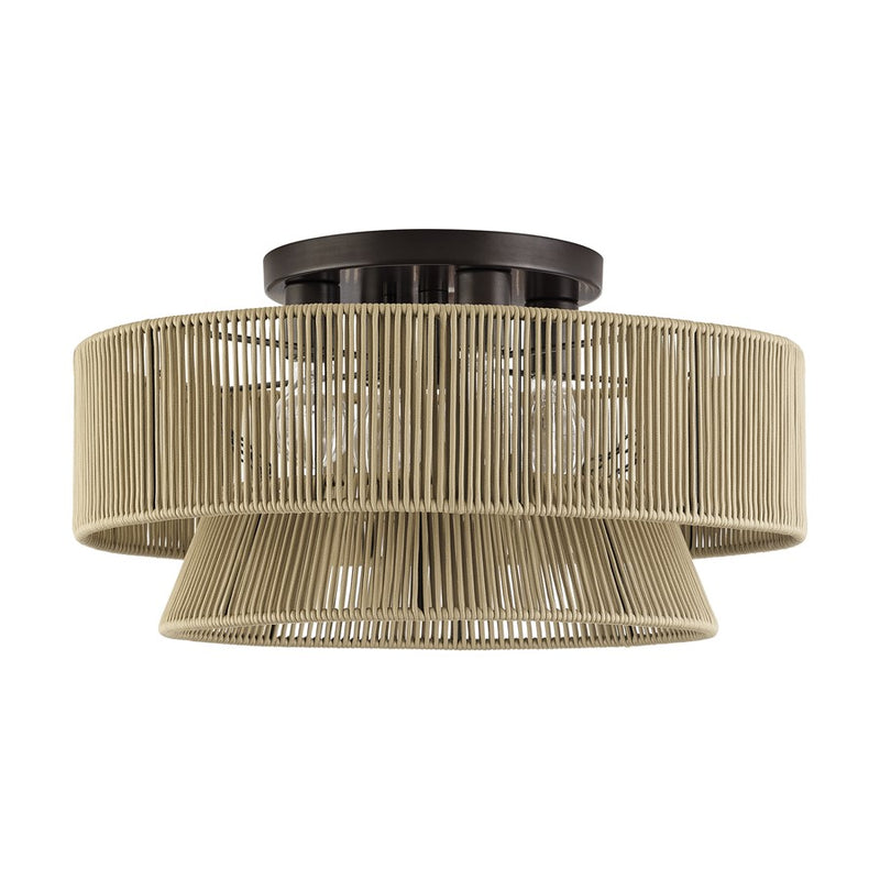 Livex Florell 4Lt Extra Large Semi-Flush, Bronze/Gold Polyester