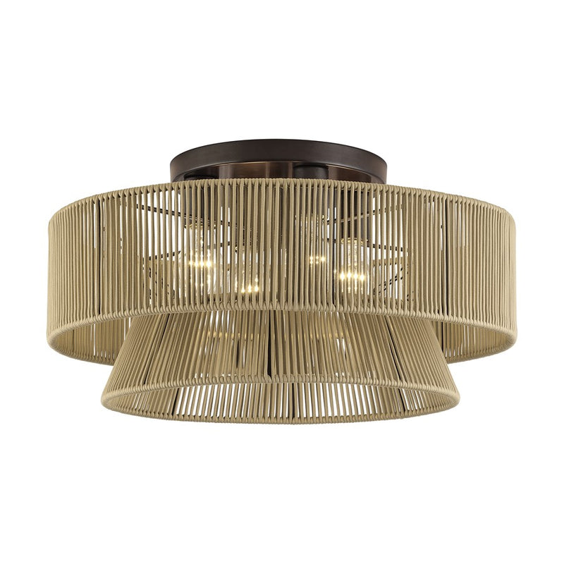 Livex Florell 4Lt Extra Large Semi-Flush, Bronze/Gold Polyester
