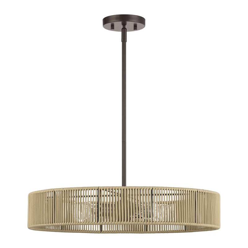 Livex Goldiemesh 4Lt Pendant, Bronze/Venetian Gold Polyester Rope