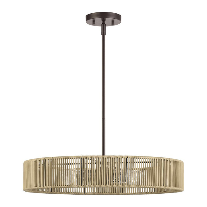 Livex Goldiemesh 4Lt Pendant, Bronze/Venetian Gold Polyester Rope