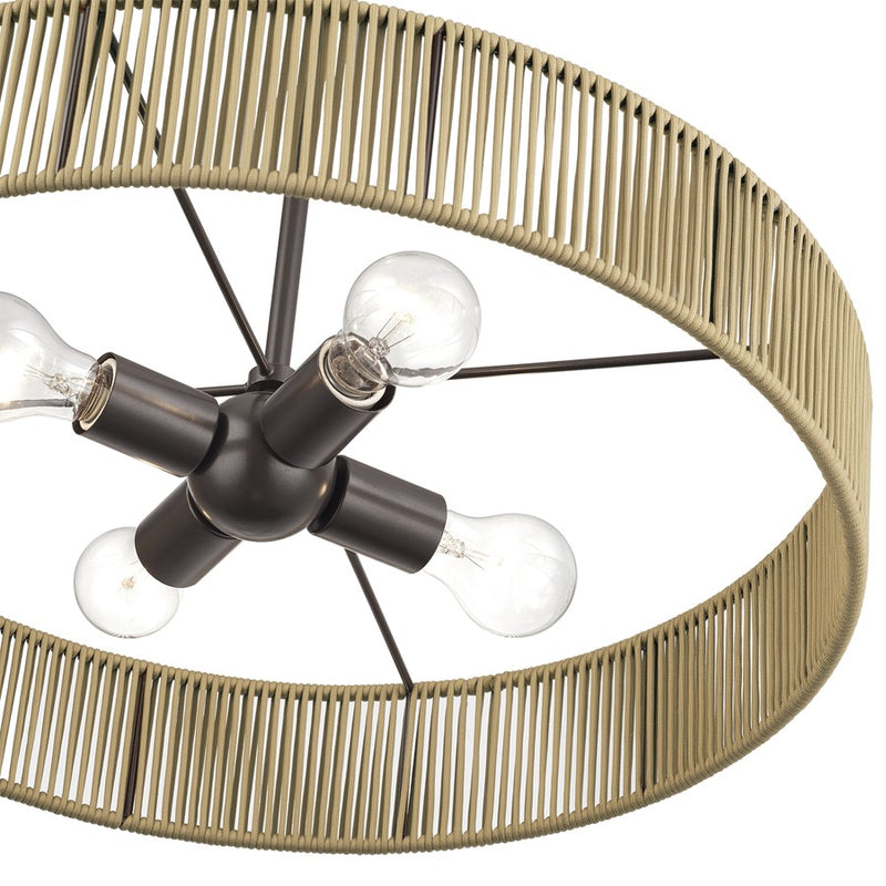 Livex Goldiemesh 4Lt Pendant, Bronze/Venetian Gold Polyester Rope