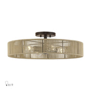 Livex Goldiemesh 4Lt 22" Semi-Flush, Bronze/Gold Polyester - 53177-92