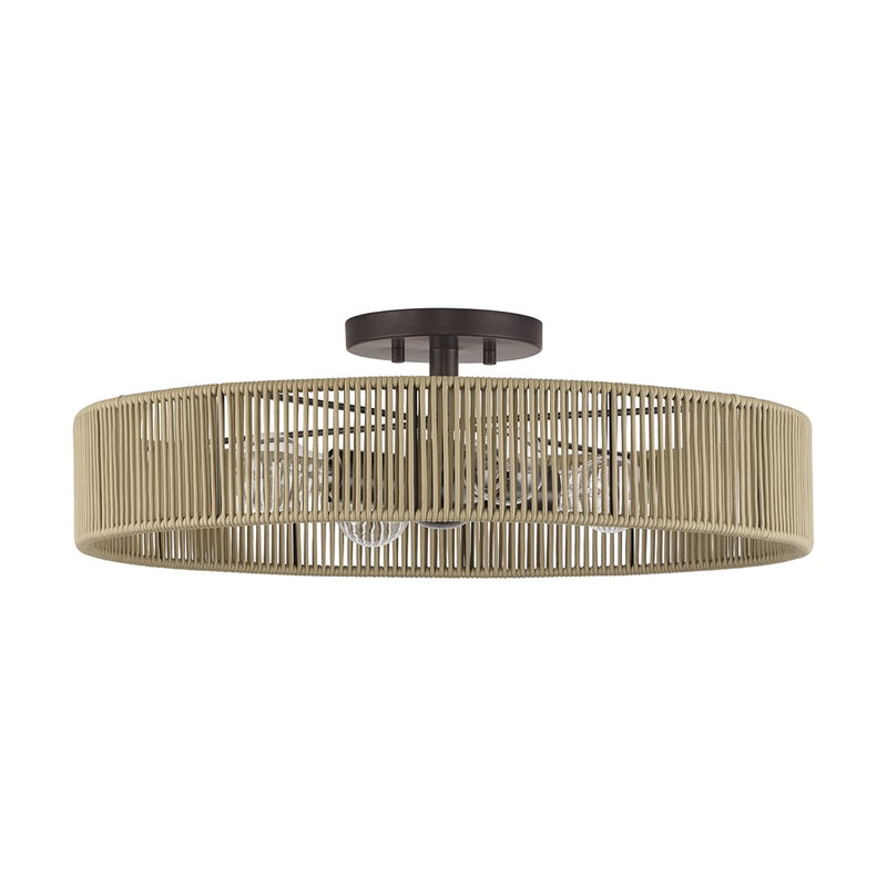 Livex Goldiemesh 4Lt 22" Semi-Flush, Bronze/Gold Polyester