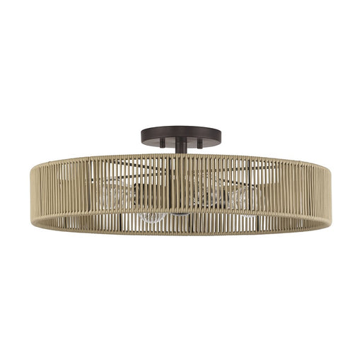 Livex Goldiemesh 4Lt 22" Semi-Flush, Bronze/Gold Polyester