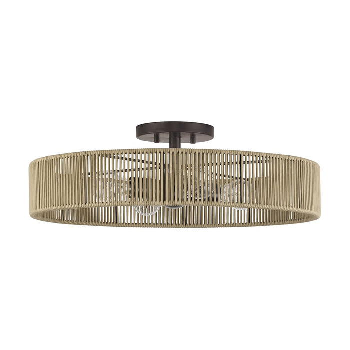 Livex Goldiemesh 4Lt 22" Semi-Flush, Bronze/Gold Polyester