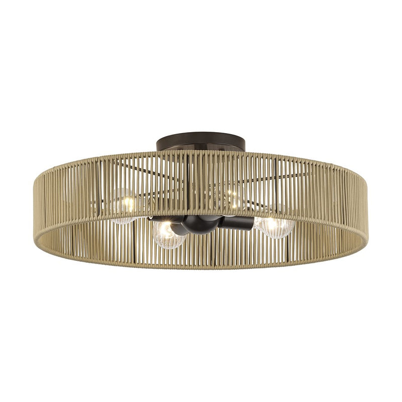 Livex Goldiemesh 4Lt 22" Semi-Flush, Bronze/Gold Polyester