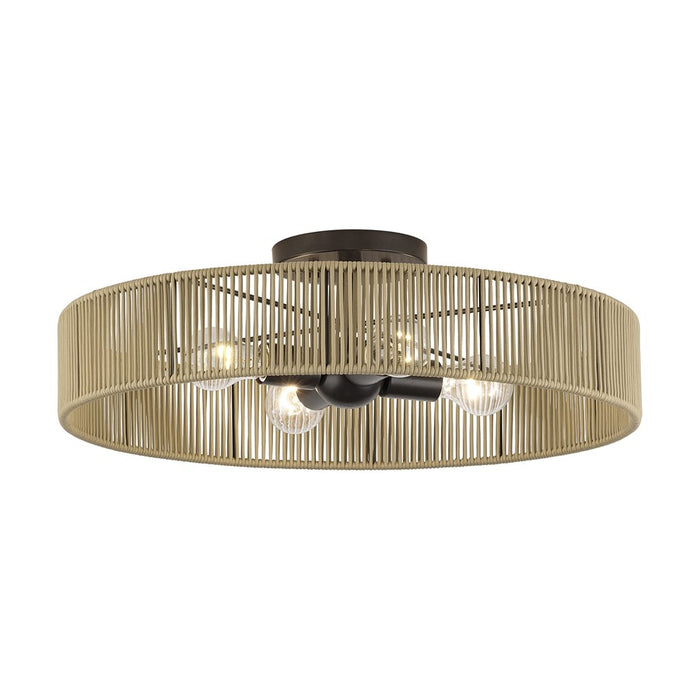 Livex Goldiemesh 4Lt 22" Semi-Flush, Bronze/Gold Polyester
