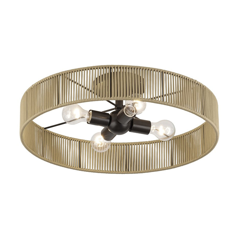 Livex Goldiemesh 4Lt 22" Semi-Flush, Bronze/Gold Polyester