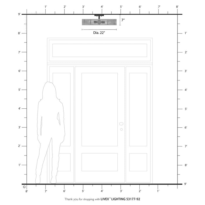 Livex Goldiemesh 4Lt 22" Semi-Flush, Bronze/Gold Polyester