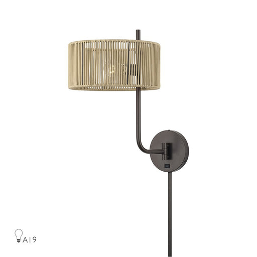 Livex Acordia 1Lt Swing Arm Wall Lamp, Bronze/Gold Polyester - 53178-92