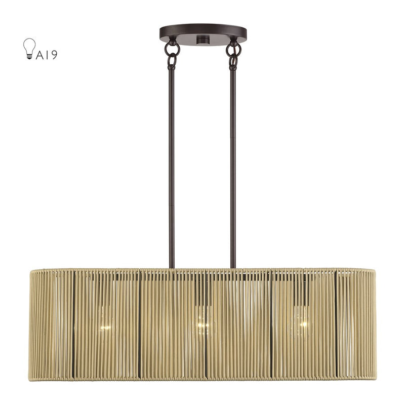 Livex Goldiemesh 3Lt Medium Chandelier, Bronze/Gold Polyester - 53193-92