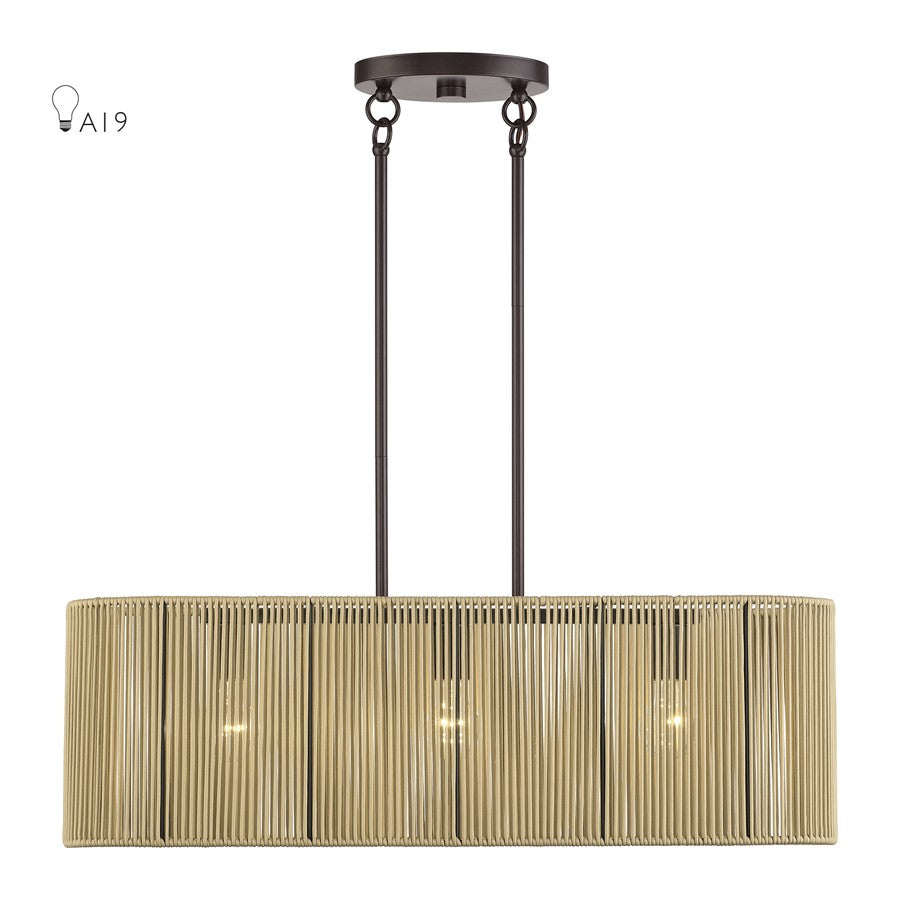 Livex Goldiemesh 3Lt Medium Chandelier, Bronze/Gold Polyester - 53193-92