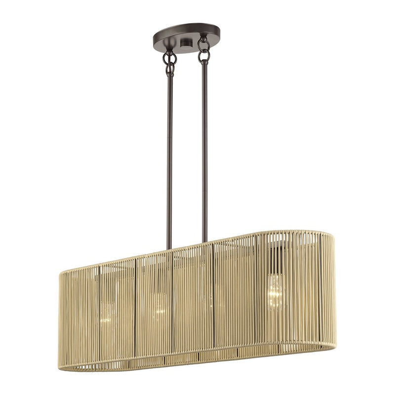 Livex Goldiemesh 4Lt Large Chandelier, Bronze/Gold Polyester