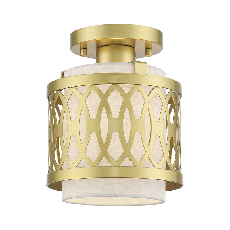 Livex Vistaview 1Lt Semi-Flush, Gold/Hand Crafted Oatmeal Color - 53431-33