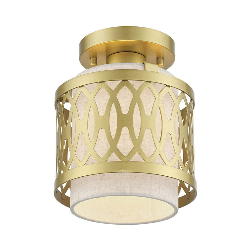 Livex Vistaview 1Lt Semi-Flush, Gold/Hand Crafted Oatmeal Color