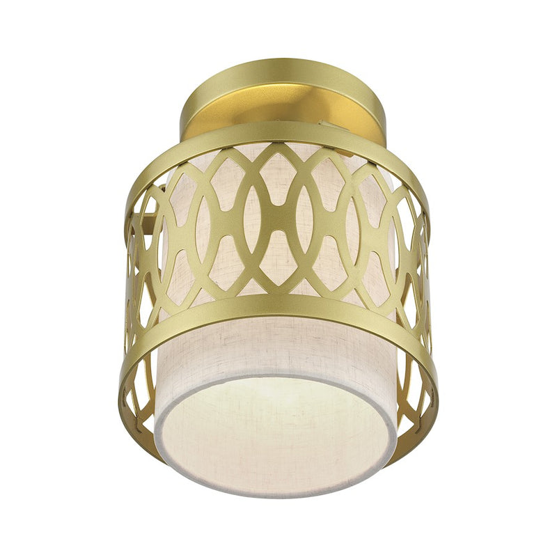 Livex Vistaview 1Lt Semi-Flush, Gold/Hand Crafted Oatmeal Color
