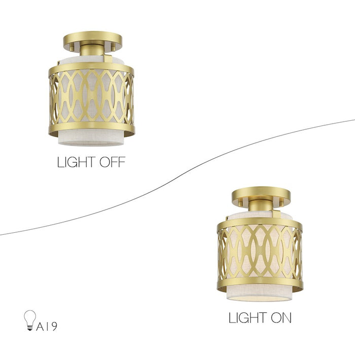 Livex Vistaview 1Lt Semi-Flush, Gold/Hand Crafted Oatmeal Color