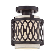 Livex Vistaview 1Lt Semi-Flush, English Bronze/Oatmeal - 53431-92