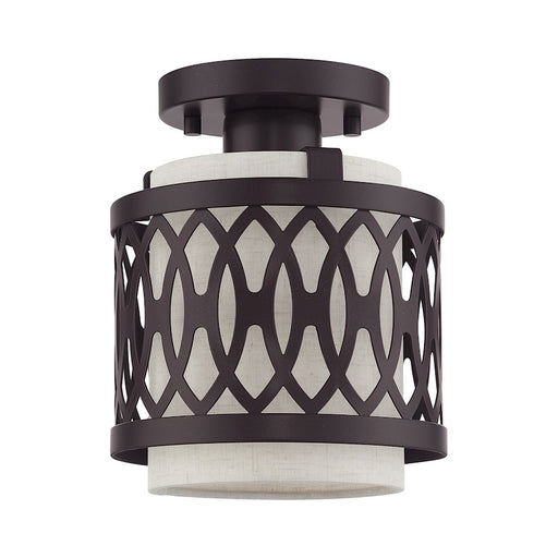 Livex Vistaview 1Lt Semi-Flush, English Bronze/Oatmeal