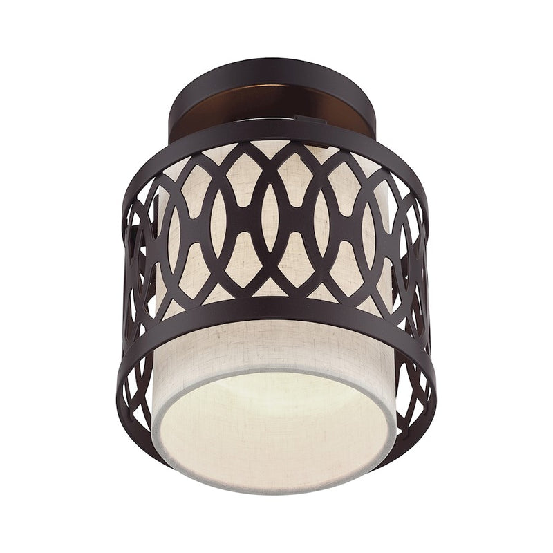 Livex Vistaview 1Lt Semi-Flush, English Bronze/Oatmeal