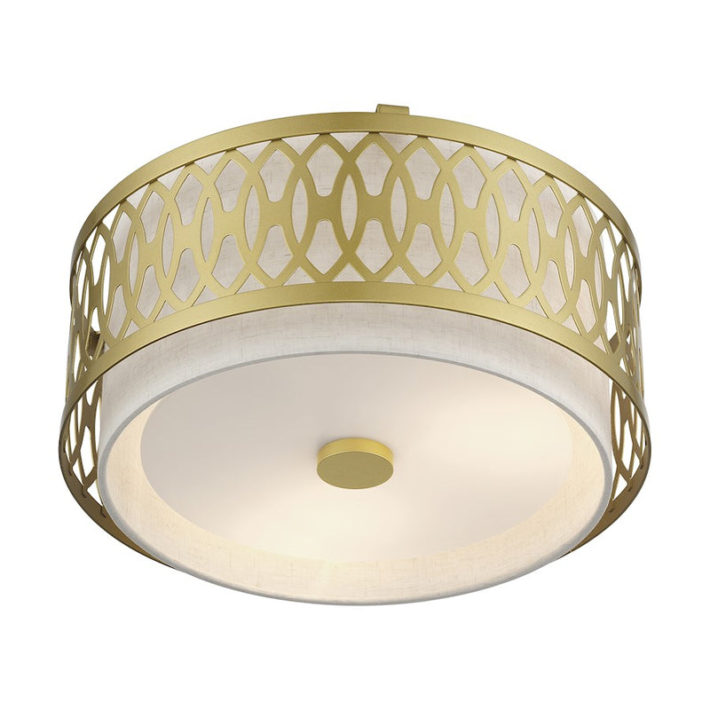 Livex Vistaview 3Lt Semi-Flush, Gold/Hand Crafted Oatmeal Color