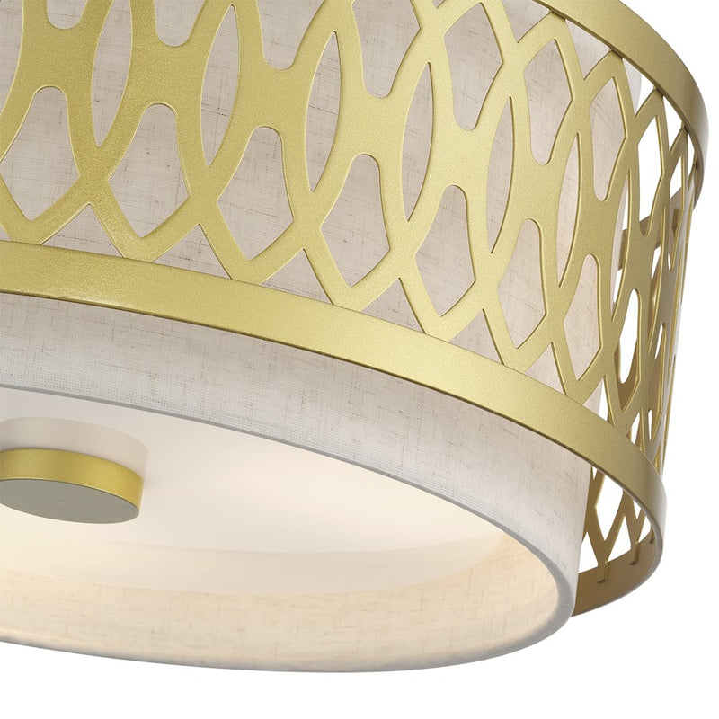 Livex Vistaview 3Lt Semi-Flush, Gold/Hand Crafted Oatmeal Color
