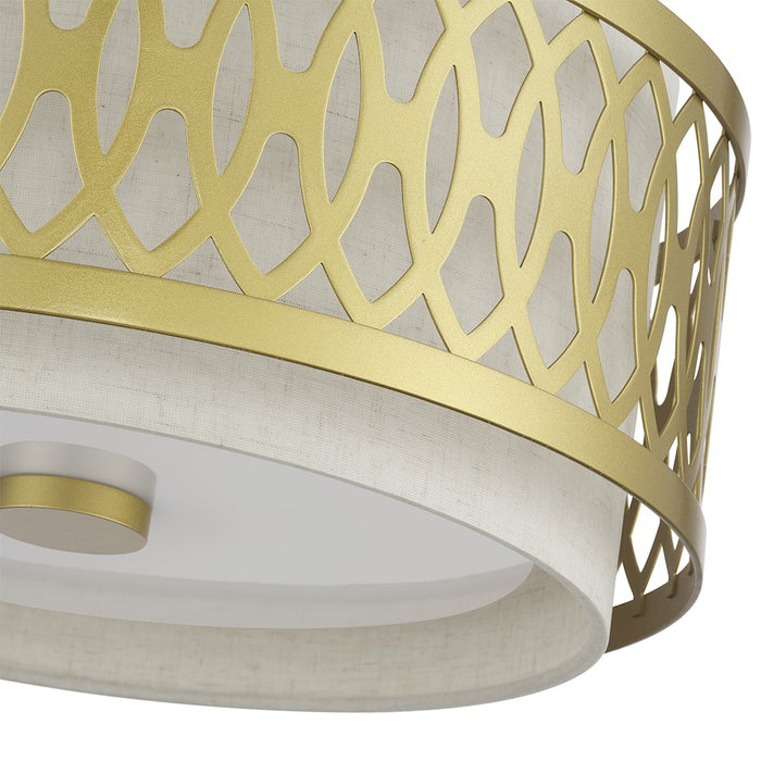 Livex Vistaview 3Lt Semi-Flush, Gold/Hand Crafted Oatmeal Color